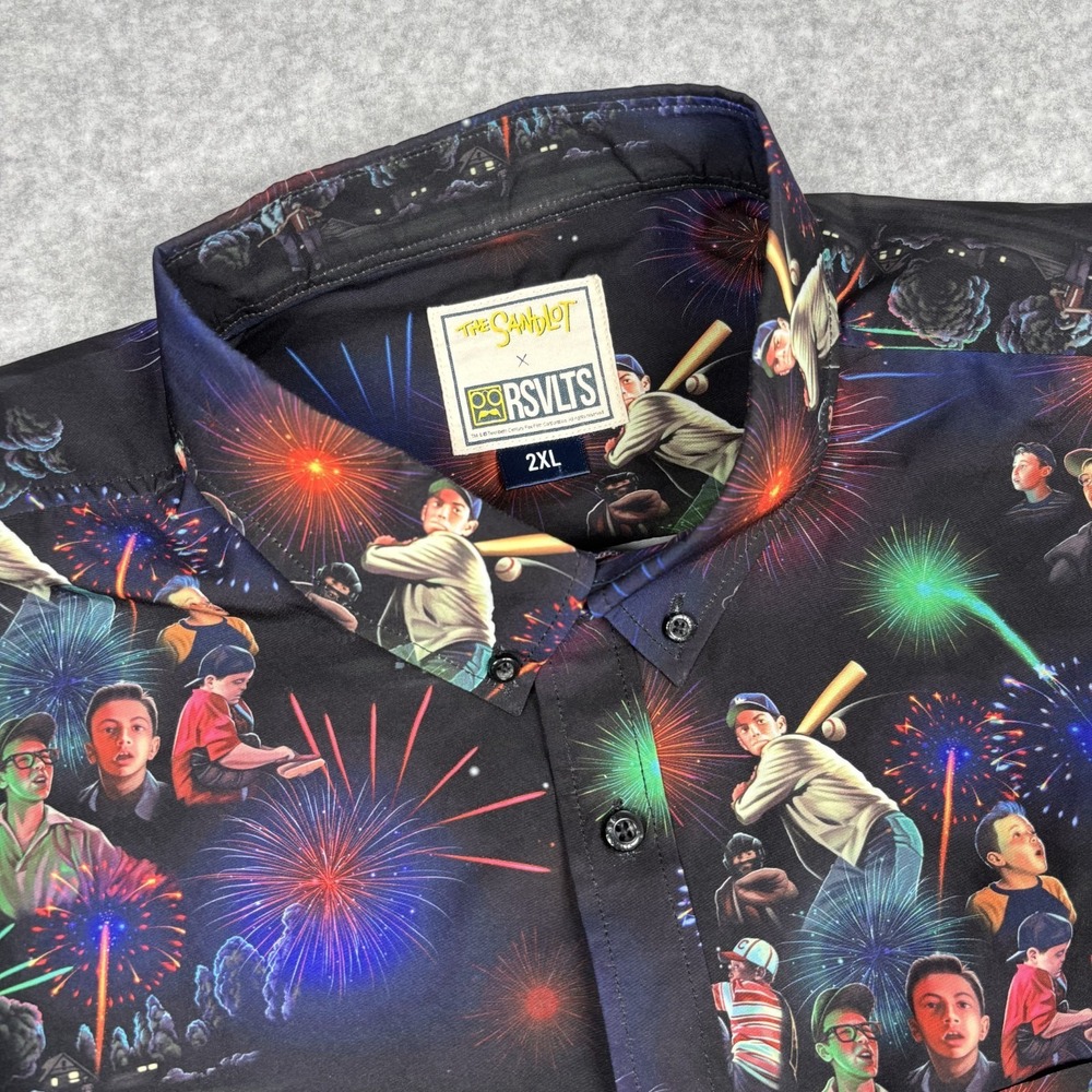 RSVLTS x The Sandlot Shirt Mens XXL Nightgame Fireworks Button Up Short Sleeve